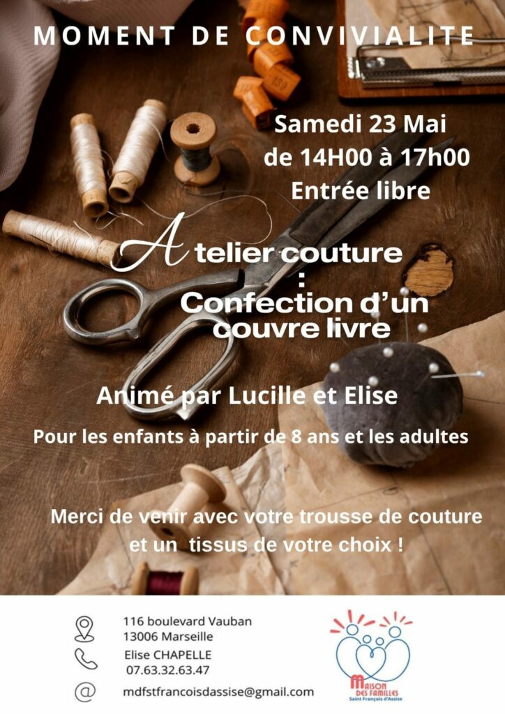 Atelier couture : confection d&rsquo;un couvre livre